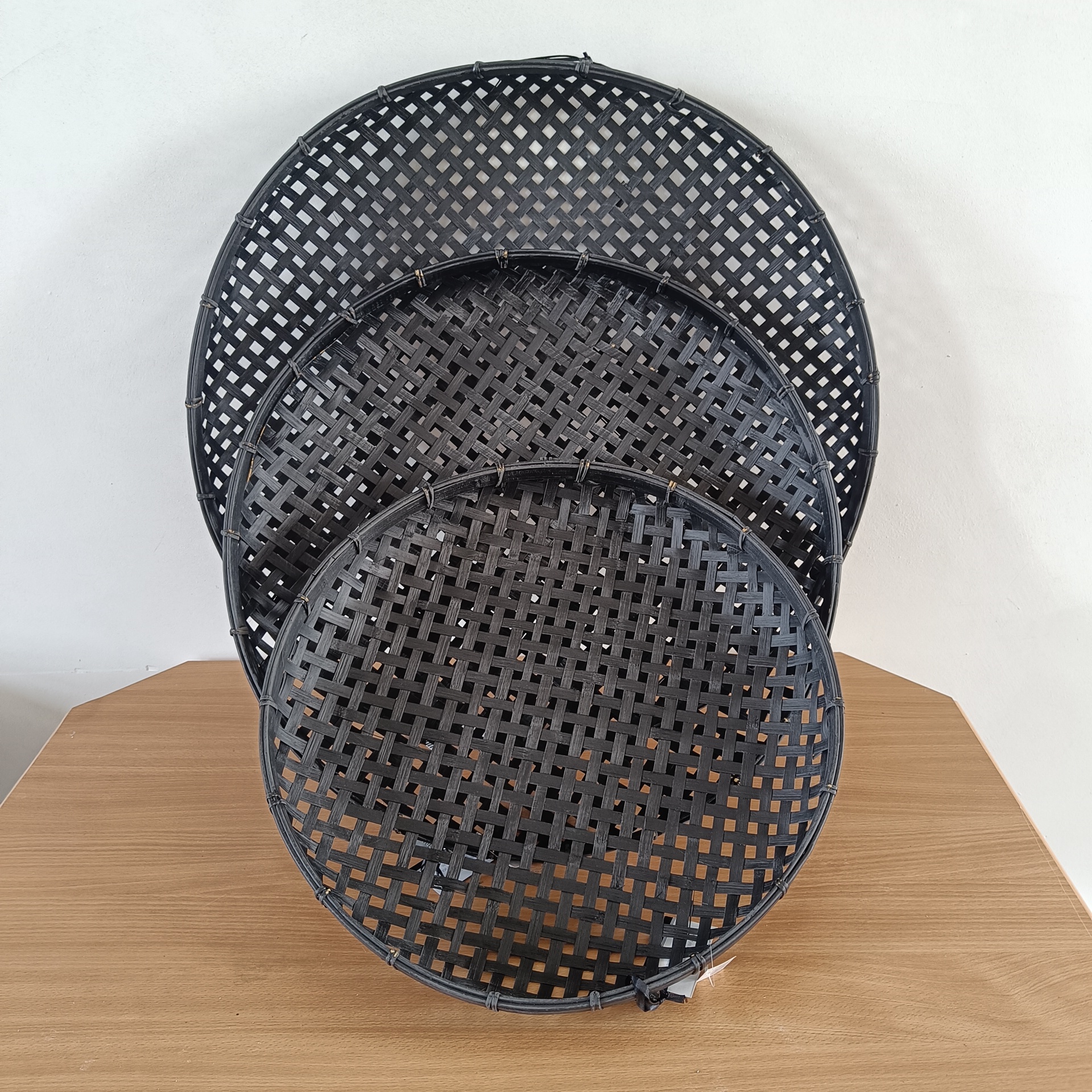 Zwarte Casual Opbergmandenset van 3 Stuks – 65 cm, 57 cm en 48 cm